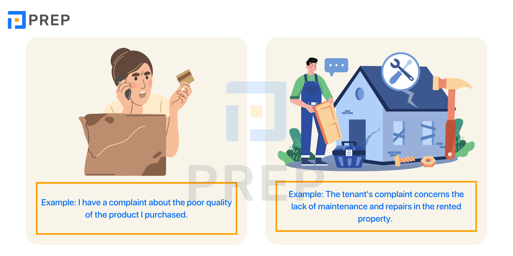 Verbs used with Complaint in English